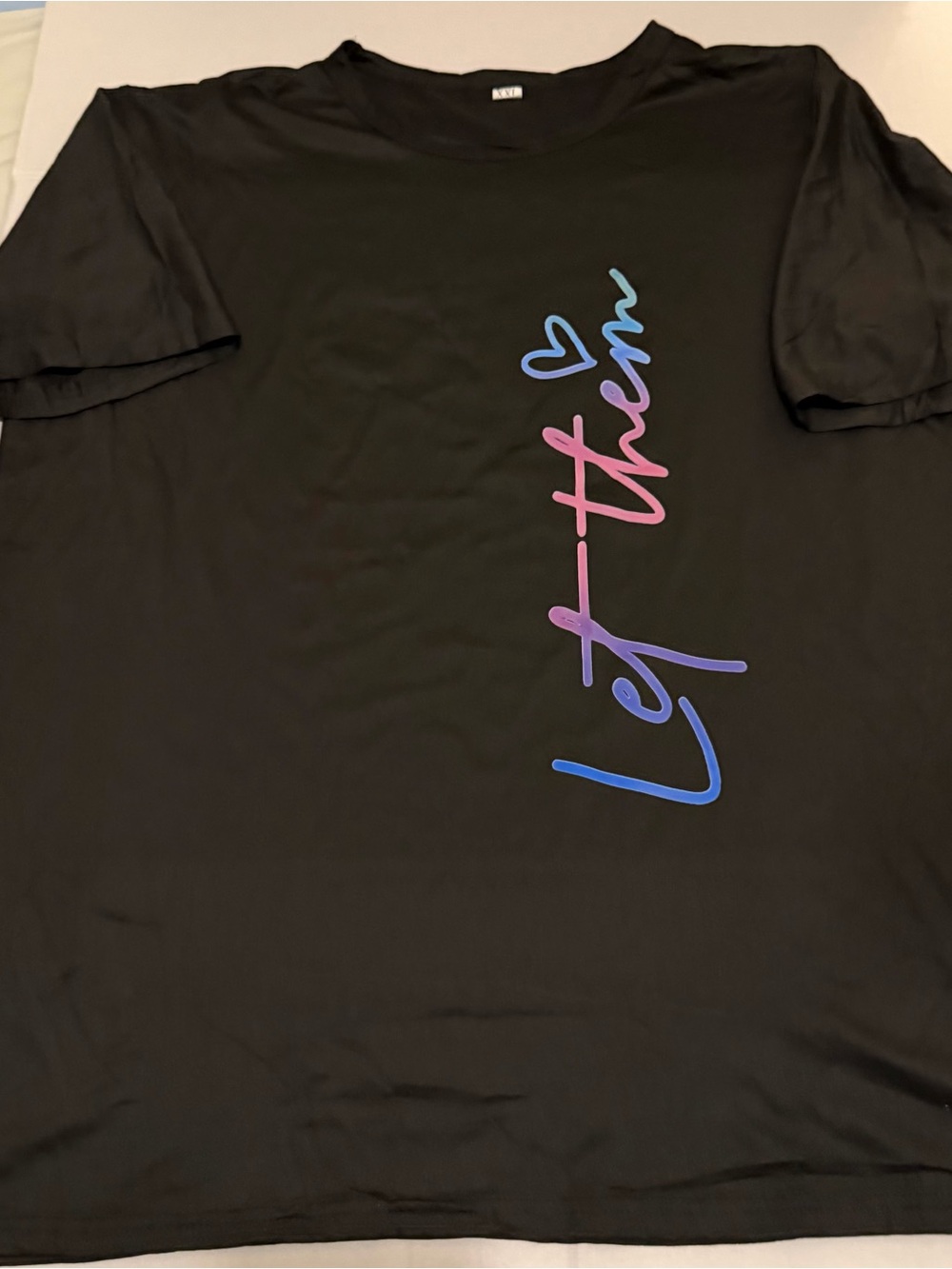 I32 XXL Black Graphic Tee with Multicolor 'Let Them' Script